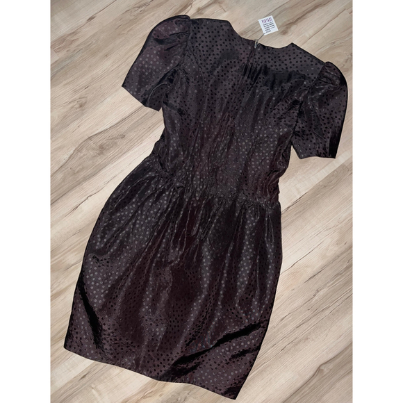 Vintage Black on Black Polka Dot Party Dress 9/10 - Picture 2 of 8